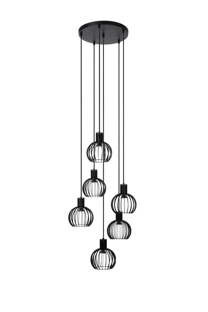 Lucide MIKAELA - Hanglamp - Ø 35 cm - 6xE14 - Zwart Lucide MIKAELA - Hanglamp - Ø 35 cm - 6xE14 - Zwart