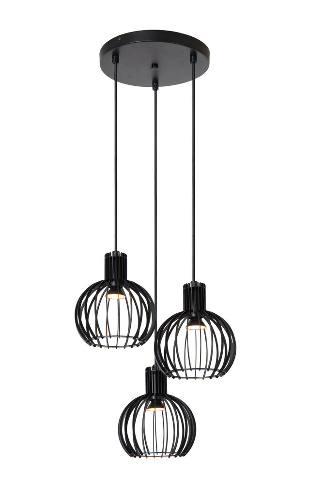 Lucide MIKAELA - Hanglamp - Ø 32 cm - 3xE14 - Zwart Lucide MIKAELA - Hanglamp - Ø 32 cm - 3xE14 - Zwart