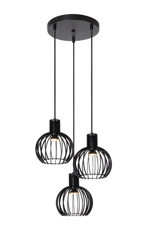 Lucide MIKAELA - Hanglamp - Ø 32 cm - 3xE14 - Zwart Lucide MIKAELA - Hanglamp - Ø 32 cm - 3xE14 - Zwart