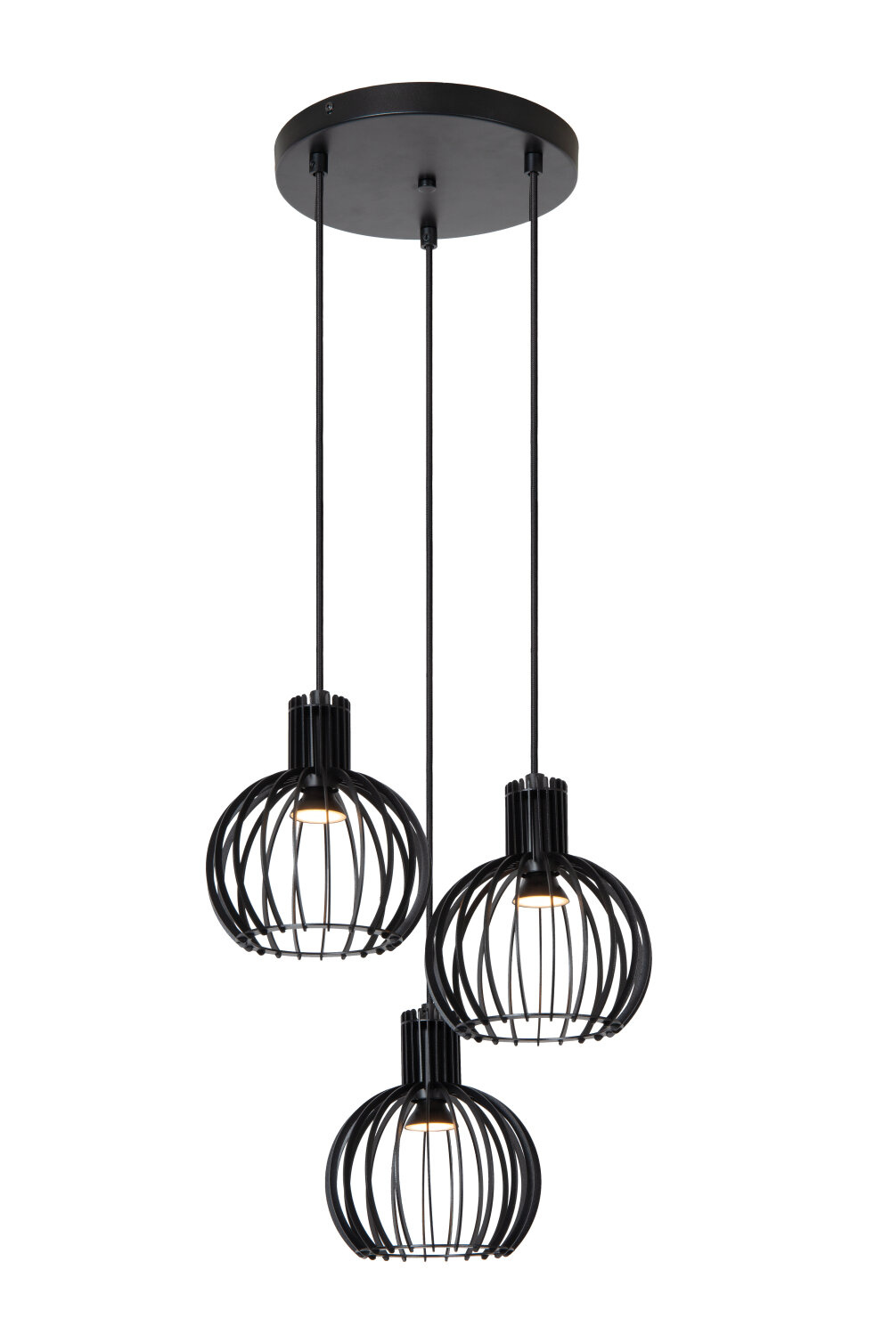 Lucide MIKAELA - Hanglamp - Ø 32 cm - 3xE14 - Zwart