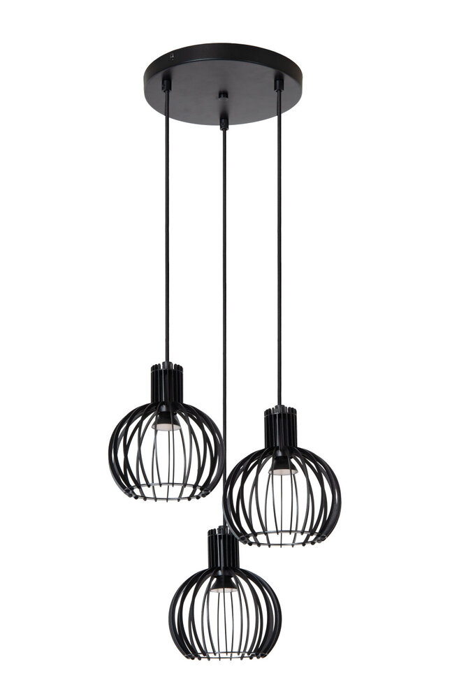 Lucide MIKAELA - Hanglamp - Ø 32 cm - 3xE14 - Zwart Lucide MIKAELA - Hanglamp - Ø 32 cm - 3xE14 - Zwart
