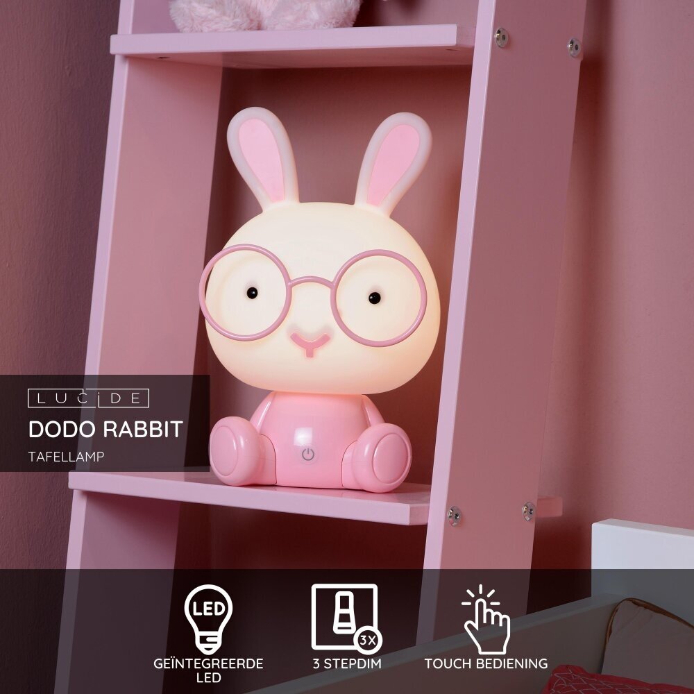Lucide DODO RABBIT - Tafellamp Kinderkamer - LED 3 StepDim - 1x3W 4000K - Roze Lucide DODO RABBIT - Tafellamp Kinderkamer - LED 3 StepDim - 1x3W 4000K - Roze