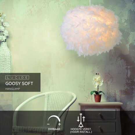 Lucide GOOSY SOFT - Hanglamp - Ø 50 cm - 1xE27 - Wit Lucide GOOSY SOFT - Hanglamp - Ø 50 cm - 1xE27 - Wit
