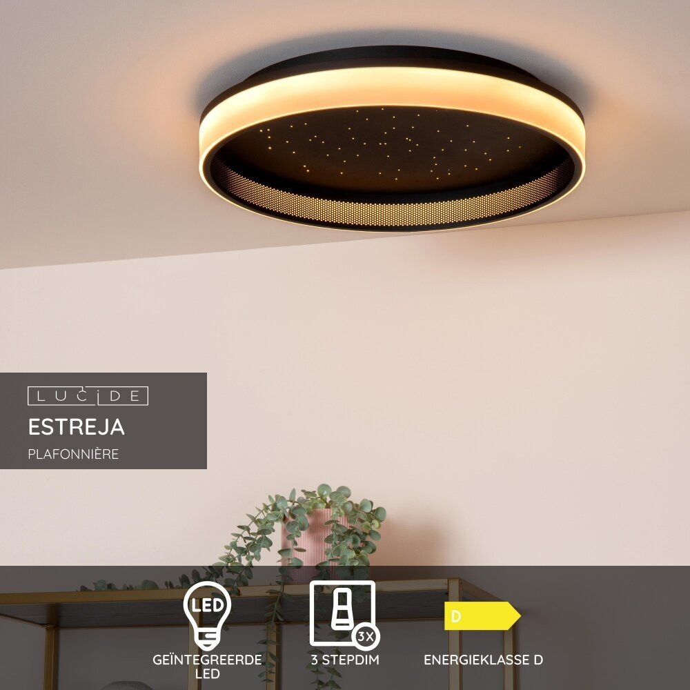 Lucide ESTREJA - Plafonnière - Ø 40 cm - LED 3 StepDim - CCT - 2500K/3000K - Zwart Lucide ESTREJA - Plafonnière - Ø 40 cm - LED 3 StepDim - CCT - 2500K/3000K - Zwart