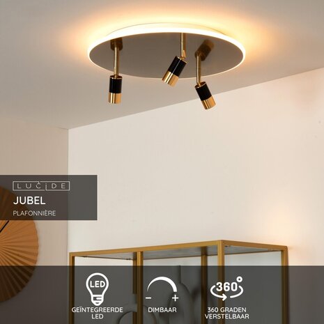 Lucide JUBEL - Plafonnière - Ø 48 cm - LED - CCT - 2500K/3000K - Mat Goud / Messing Lucide JUBEL - Plafonnière - Ø 48 cm - LED - CCT - 2500K/3000K - Mat Goud / Messing