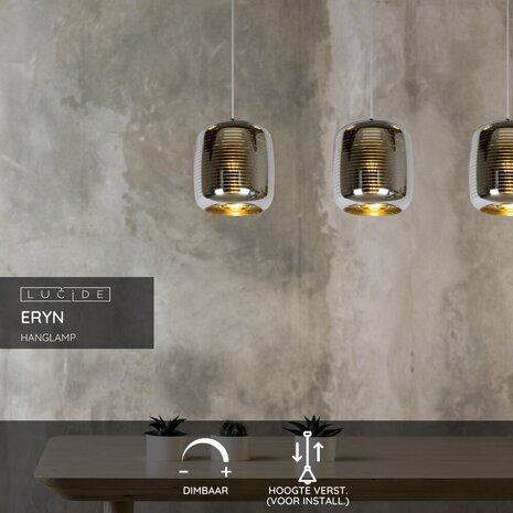 Lucide ERYN - Hanglamp - 3xE27 - Chroom Lucide ERYN - Hanglamp - 3xE27 - Chroom