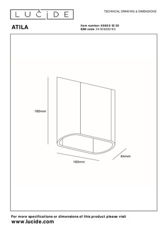 Lucide ATILA - Wandlamp Binnen/Buiten - LED Dimb. - 2x5W 2700K - IP65 - Zwart Lucide ATILA - Wandlamp Binnen/Buiten - LED Dimb. - 2x5W 2700K - IP65 - Zwart