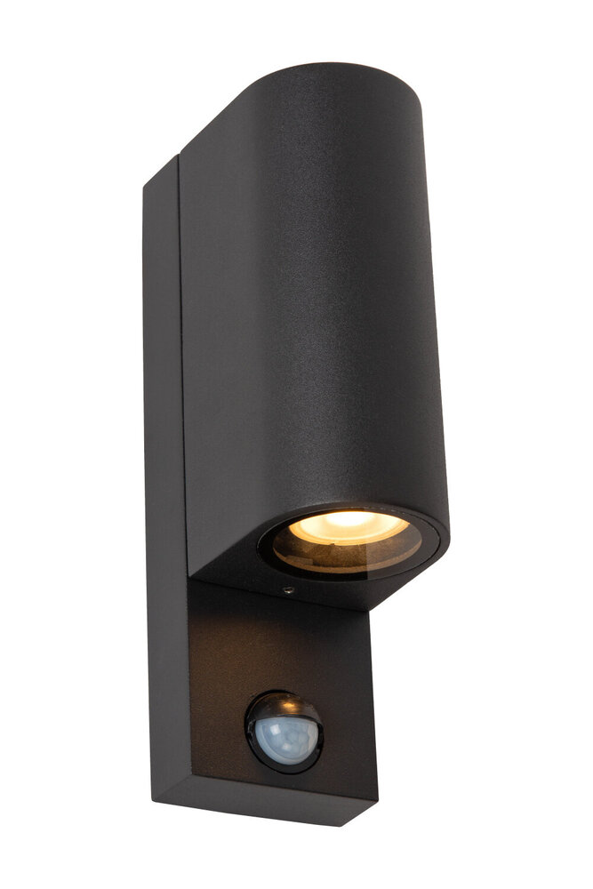 Lucide ZARO IR - Wandspot / Wandlamp Binnen/Buiten - 2xGU10 - IP65 - Beweging & dag/nacht sensor (uitschakelbaar) - Zwart Lucide ZARO IR - Wandspot / Wandlamp Binnen/Buiten - 2xGU10 - IP65 - Beweging & dag/nacht sensor (uitschakelbaar) - Zwart