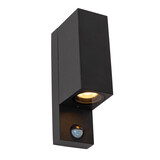 Lucide ZARO IR - Wandspot / Wandlamp Binnen/Buiten - 2xGU10 - IP65 - Beweging & dag/nacht sensor (uitschakelbaar) - Zwart Lucide ZARO IR - Wandspot / Wandlamp Binnen/Buiten - 2xGU10 - IP65 - Beweging & dag/nacht sensor (uitschakelbaar) - Zwart