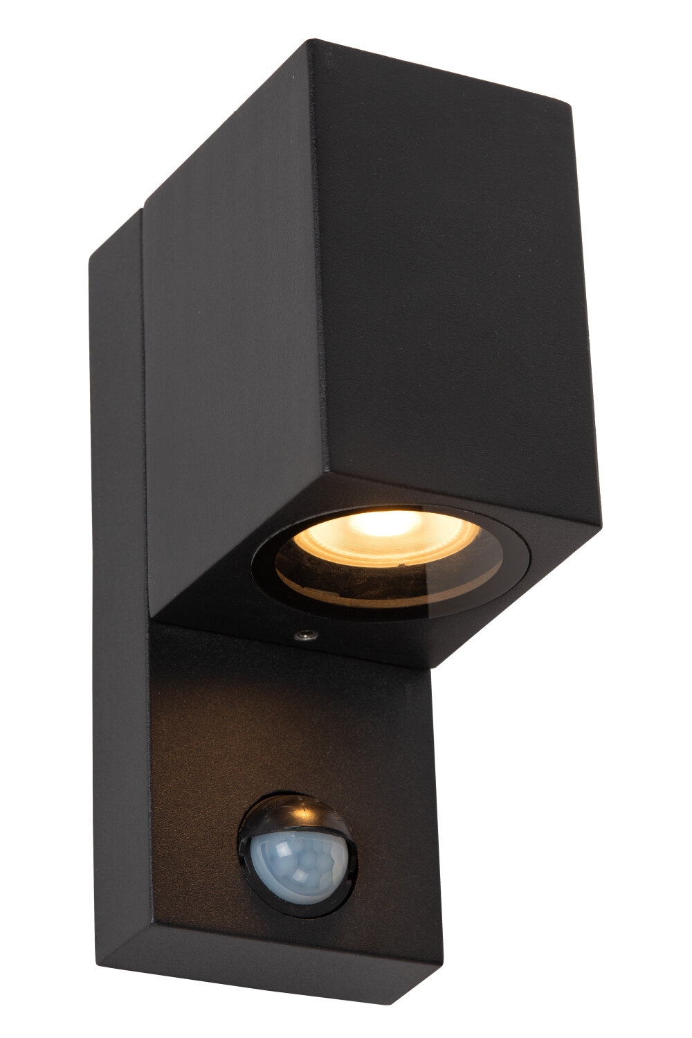 Lucide ZARO IR - Wandspot / Wandlamp Binnen/Buiten - 1xGU10 - IP65 - Beweging & dag/nacht sensor (uitschakelbaar) - Zwart