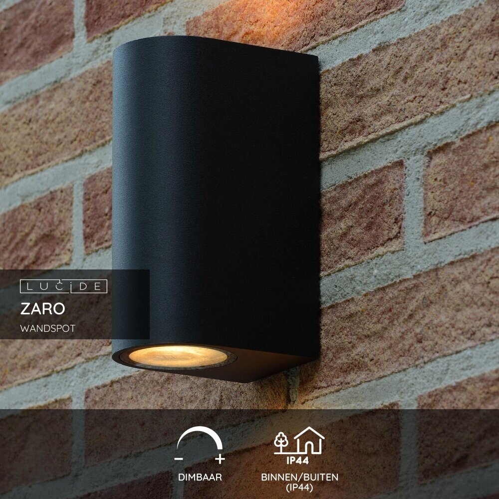 Lucide ZARO - Wandspot / Wandlamp Binnen/Buiten - 2xGU10 - IP65 - Zwart Lucide ZARO - Wandspot / Wandlamp Binnen/Buiten - 2xGU10 - IP65 - Zwart