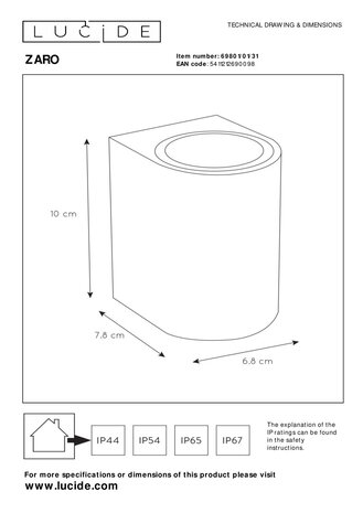 Lucide ZARO - Wandspot / Wandlamp Binnen/Buiten - 1xGU10 - IP44 - Wit Lucide ZARO - Wandspot / Wandlamp Binnen/Buiten - 1xGU10 - IP44 - Wit
