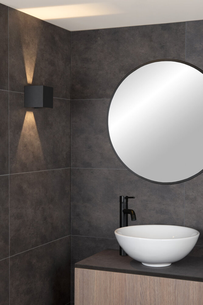 Lucide AXI - Wandspot / Wandlamp Badkamer - LED - 2x3,5W 2700K - IP54 - Verstelbare stralingshoek - Zwart