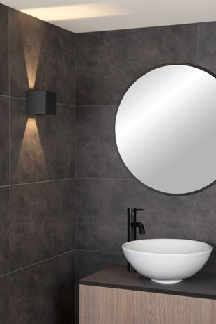 Lucide AXI - Wandspot / Wandlamp Badkamer - LED - 2x3,5W 2700K - IP54 - Verstelbare stralingshoek - Zwart