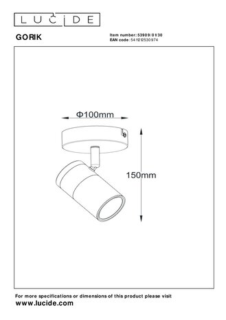 Lucide GORIK - Plafondspot - 1xGU10 - Zwart Lucide GORIK - Plafondspot - 1xGU10 - Zwart