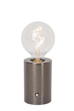 Lucide VIVO - Oplaadbare Tafellamp - Accu/Batterij - Ø 8 cm - LED Dimb. - E27 - 1x1W 2700K - Mat zwart chroom Lucide VIVO - Oplaadbare Tafellamp - Accu/Batterij - Ø 8 cm - LED Dimb. - E27 - 1x1W 2700K - Mat zwart chroom