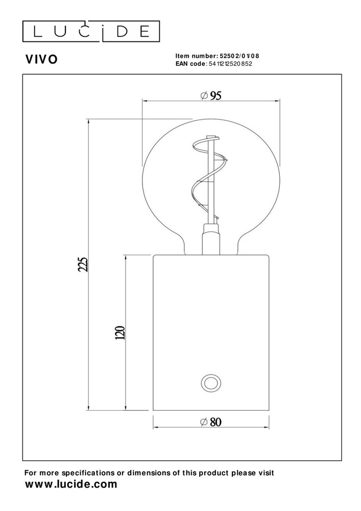 Lucide VIVO - Oplaadbare Tafellamp - Accu/Batterij - Ø 8 cm - LED Dimb. - E27 - 1x1W 2700K - Mat zwart chroom Lucide VIVO - Oplaadbare Tafellamp - Accu/Batterij - Ø 8 cm - LED Dimb. - E27 - 1x1W 2700K - Mat zwart chroom