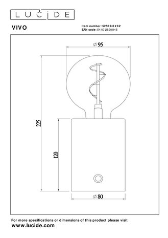 Lucide VIVO - Oplaadbare Tafellamp - Accu/Batterij - Ø 8 cm - LED Dimb. - E27 - 1x1W 2700K - Mat Goud / Messing Lucide VIVO - Oplaadbare Tafellamp - Accu/Batterij - Ø 8 cm - LED Dimb. - E27 - 1x1W 2700K - Mat Goud / Messing
