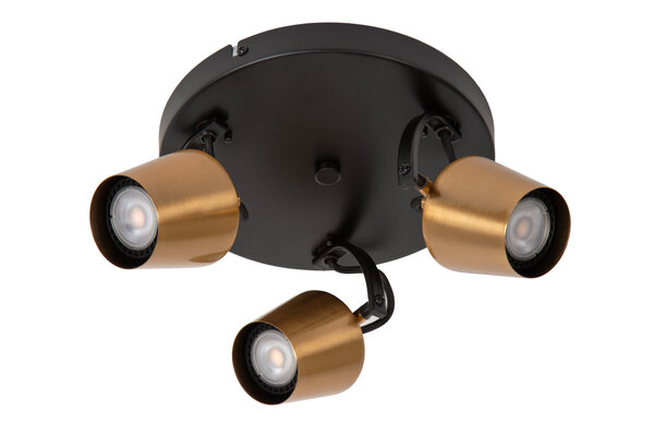Lucide EMILE - Plafondspot - Ø 23 cm - 3xGU10 (MR16) - Mat Goud / Messing