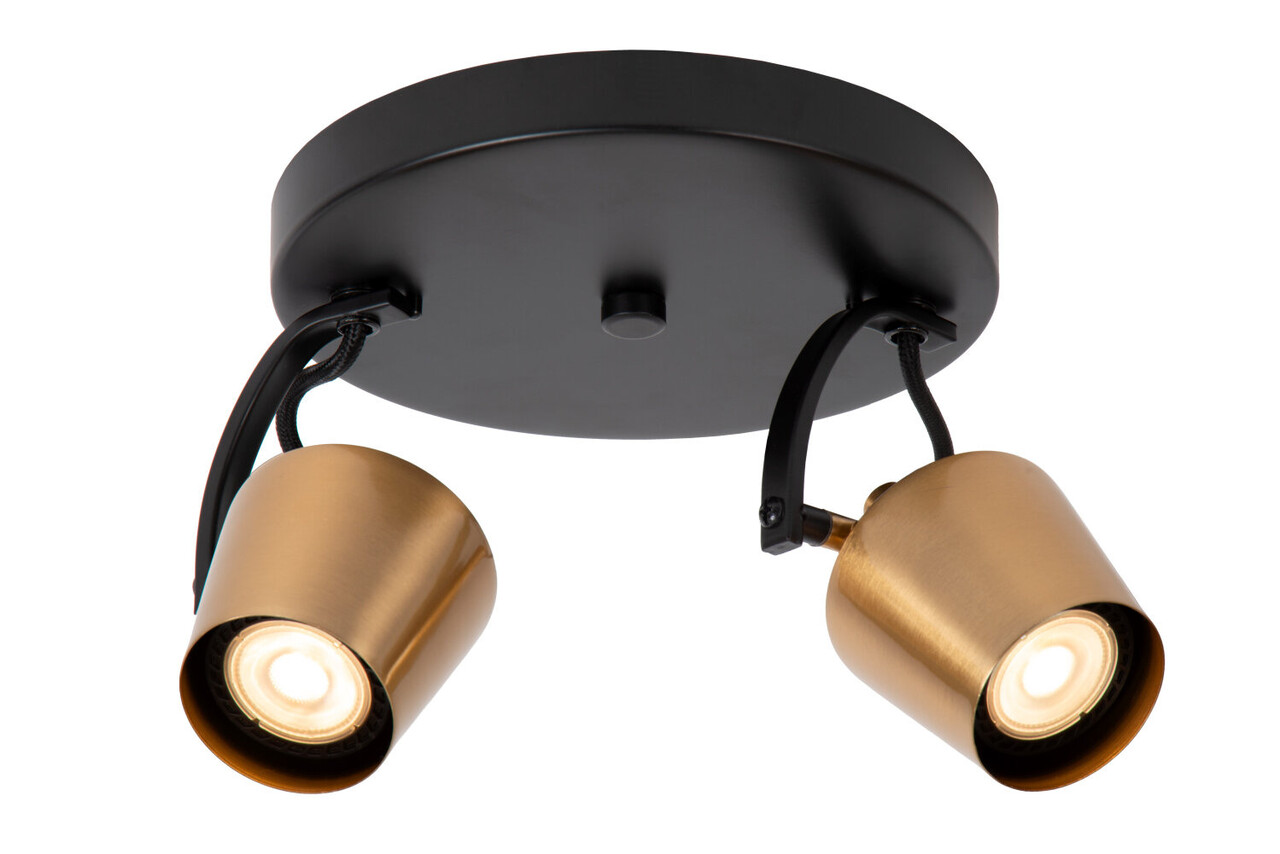 Lucide EMILE - Plafondspot - Ø 20 cm - 2xGU10 (MR16) - Mat Goud / Messing