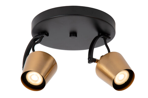 Lucide EMILE - Plafondspot - Ø 20 cm - 2xGU10 (MR16) - Mat Goud / Messing