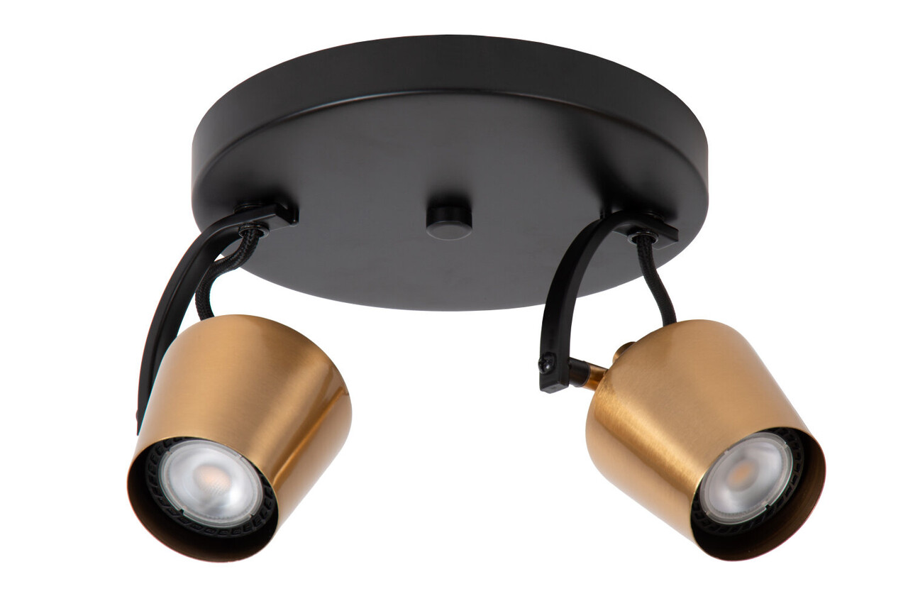 Lucide EMILE - Plafondspot - Ø 20 cm - 2xGU10 (MR16) - Mat Goud / Messing