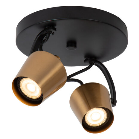 Lucide EMILE - Plafondspot - Ø 20 cm - 2xGU10 (MR16) - Mat Goud / Messing