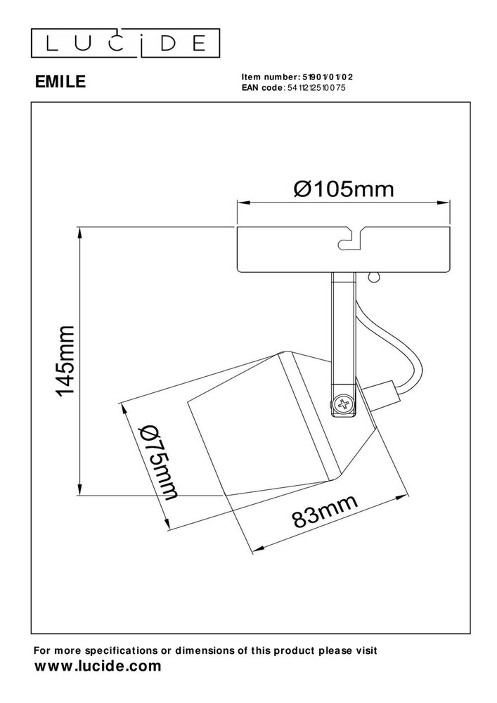Lucide EMILE - Plafondspot - Ø 10,5 cm - 1xGU10 (MR16) - Mat Goud / Messing Lucide EMILE - Plafondspot - Ø 10,5 cm - 1xGU10 (MR16) - Mat Goud / Messing