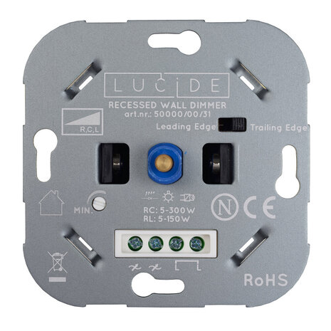 Lucide LED dimmer  Fase aansnijding RL 5-150W /Fase afsnijding RC 5-300W Wit Lucide LED dimmer  Fase aansnijding RL 5-150W /Fase afsnijding RC 5-300W Wit