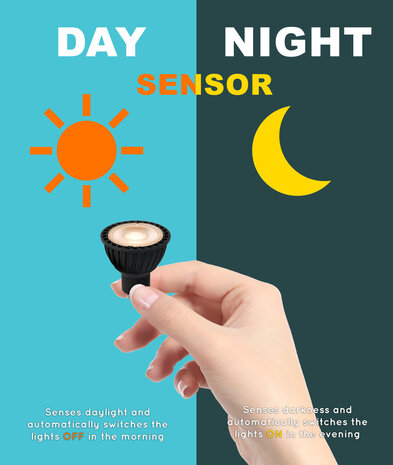 Lucide MR16 - Led lamp - Ø 5 cm - LED - GU10 - 1x5W 2700K - Dag/nacht sensor - Zwart Lucide MR16 - Led lamp - Ø 5 cm - LED - GU10 - 1x5W 2700K - Dag/nacht sensor - Zwart