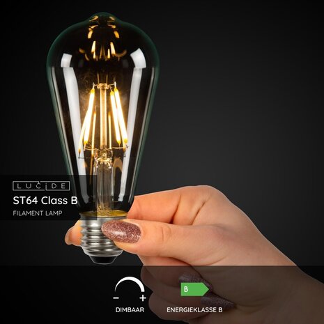 Lucide ST64 Class B - Filament lamp - Ø 6,4 cm - LED Dimb. - E27 - 1x7W 2700K - Transparant Lucide ST64 Class B - Filament lamp - Ø 6,4 cm - LED Dimb. - E27 - 1x7W 2700K - Transparant
