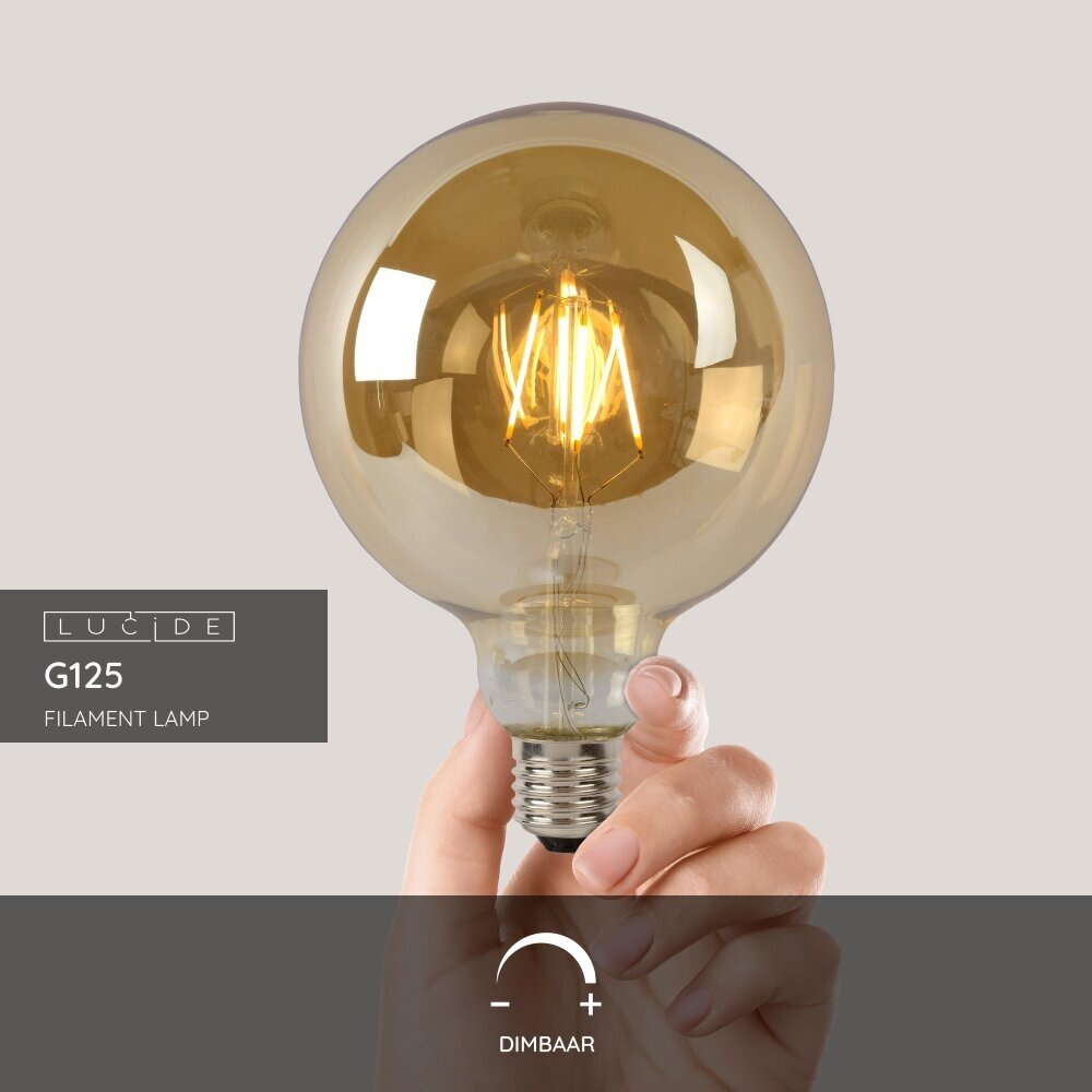 Lucide G125 - Filament lamp - Ø 12,5 cm - LED Dimb. - E27 - 1x8W 2700K - Amber Lucide G125 - Filament lamp - Ø 12,5 cm - LED Dimb. - E27 - 1x8W 2700K - Amber