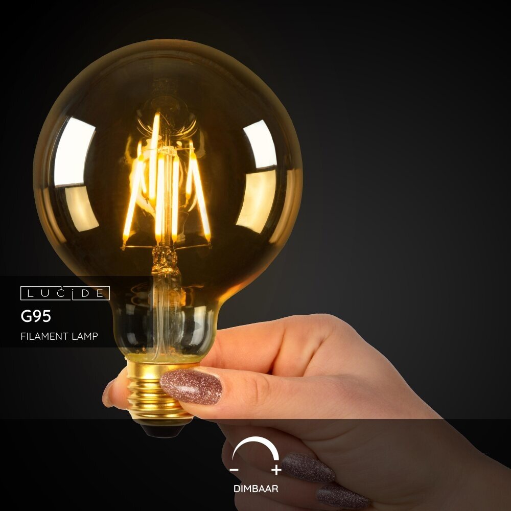 Lucide G95 - Filament lamp - Ø 9,5 cm - LED Dimb. - E27 - 1x5W 2700K - Amber Lucide G95 - Filament lamp - Ø 9,5 cm - LED Dimb. - E27 - 1x5W 2700K - Amber
