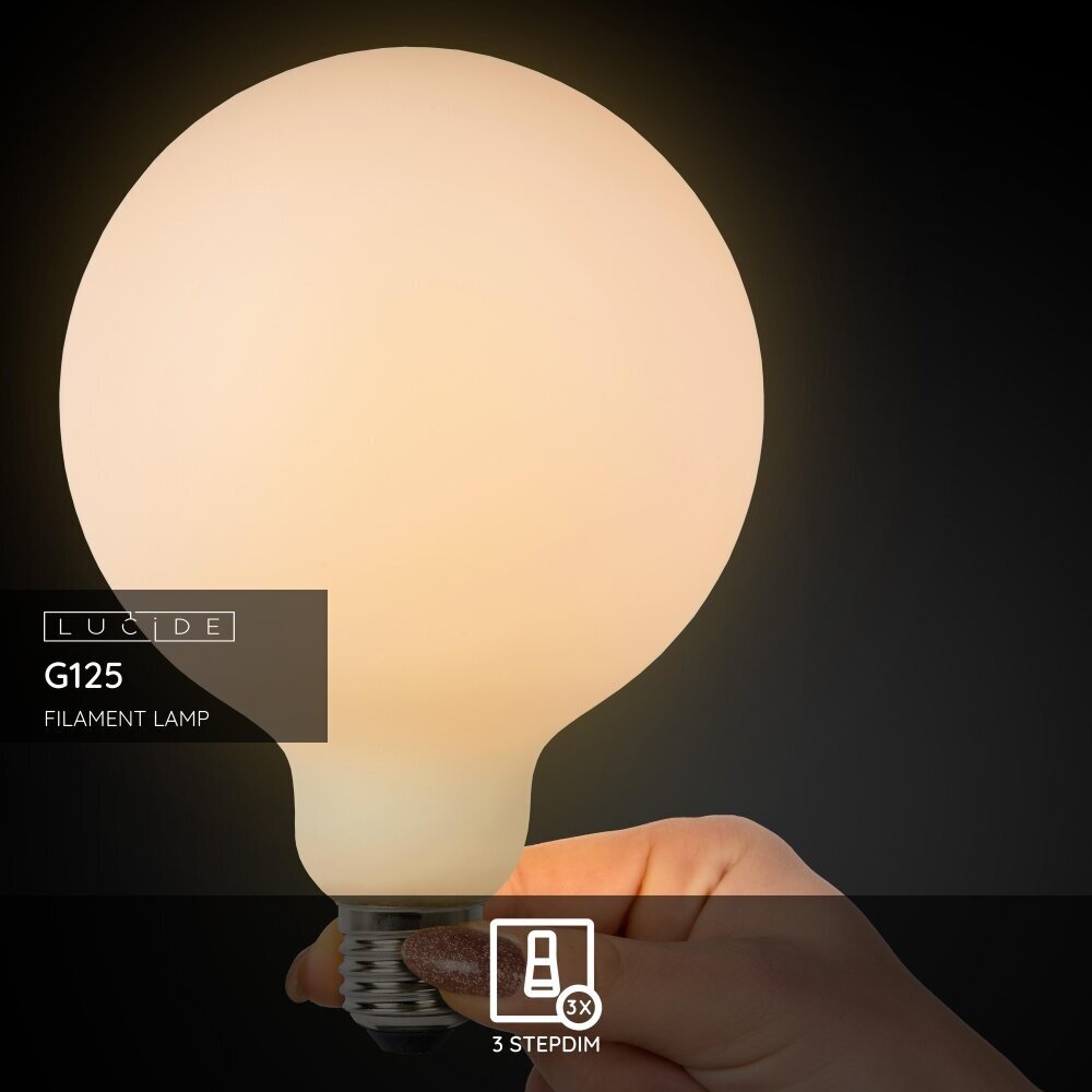 Lucide G125 - Filament lamp - Ø 12,5 cm - LED 3 StepDim - E27 - 1x8W 2700K - Opaal Lucide G125 - Filament lamp - Ø 12,5 cm - LED 3 StepDim - E27 - 1x8W 2700K - Opaal