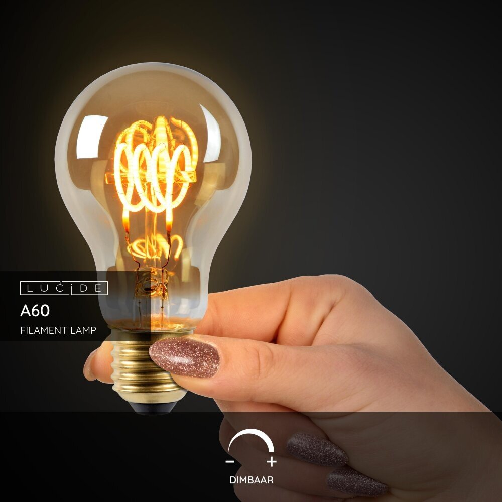 Lucide A60 - Filament lamp - Ø 6 cm - LED Dimb. - E27 - 1x4,9W 2200K - Amber Lucide A60 - Filament lamp - Ø 6 cm - LED Dimb. - E27 - 1x4,9W 2200K - Amber