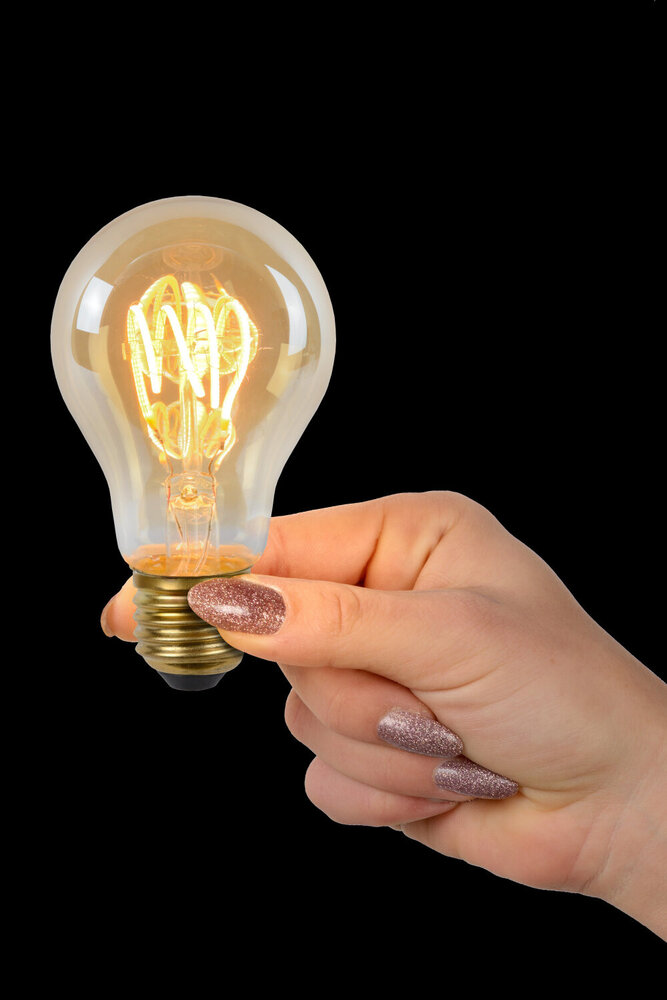 Lucide A60 TWILIGHT SENSOR - Filament lamp - Ø 6 cm - LED - E27 - 1x4W 2200K - Dag/nacht sensor - Amber