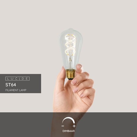 Lucide ST64 - Filament lamp - Ø 6,4 cm - LED Dimb. - E27 - 1x4,9W 2700K - Transparant