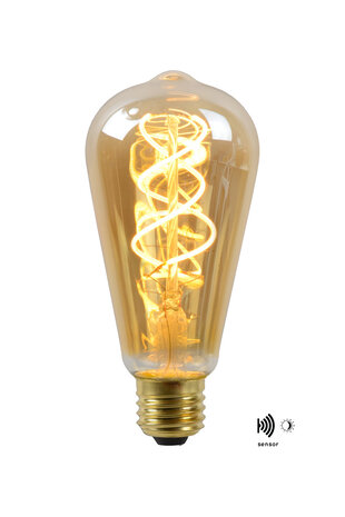 Lucide ST64 TWILIGHT SENSOR - Filament lamp - Ø 6,4 cm - LED - E27 - 1x4W 2200K - Dag/nacht sensor - Amber