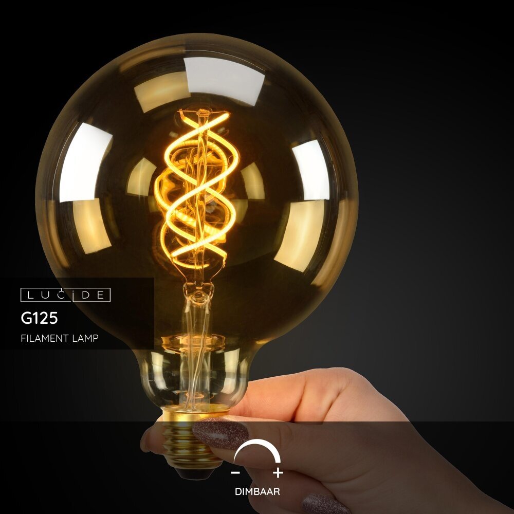 Lucide G125 - Filament lamp - Ø 12,5 cm - LED Dimb. - E27 - 1x4,9W 2200K - Amber