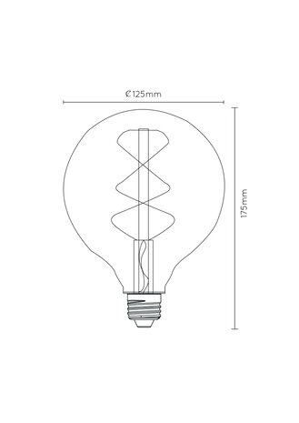 Lucide G125 - Filament lamp - Ø 12,5 cm - LED Dimb. - E27 - 1x4,9W 2200K - Amber