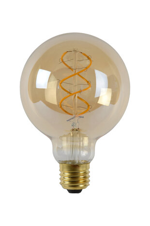Lucide G95 - Filament lamp - Ø 9,5 cm - LED Dimb. - E27 - 1x4,9W 2200K - Amber