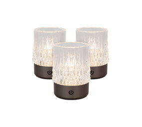 Lucide LILY - Oplaadbare Tafellamp - Accu/Batterij - Ø 8 cm - LED 3 StepDim - 1x3W 2700K/3000K - Zwart chroom - Set van 3 Lucide LILY - Oplaadbare Tafellamp - Accu/Batterij - Ø 8 cm - LED 3 StepDim - 1x3W 2700K/3000K - Zwart chroom - Set van 3