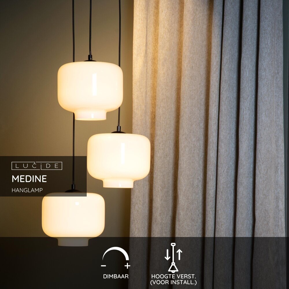 Lucide MEDINE - Hanglamp - Ø 46 cm - 3xE27 - Opaal Lucide MEDINE - Hanglamp - Ø 46 cm - 3xE27 - Opaal