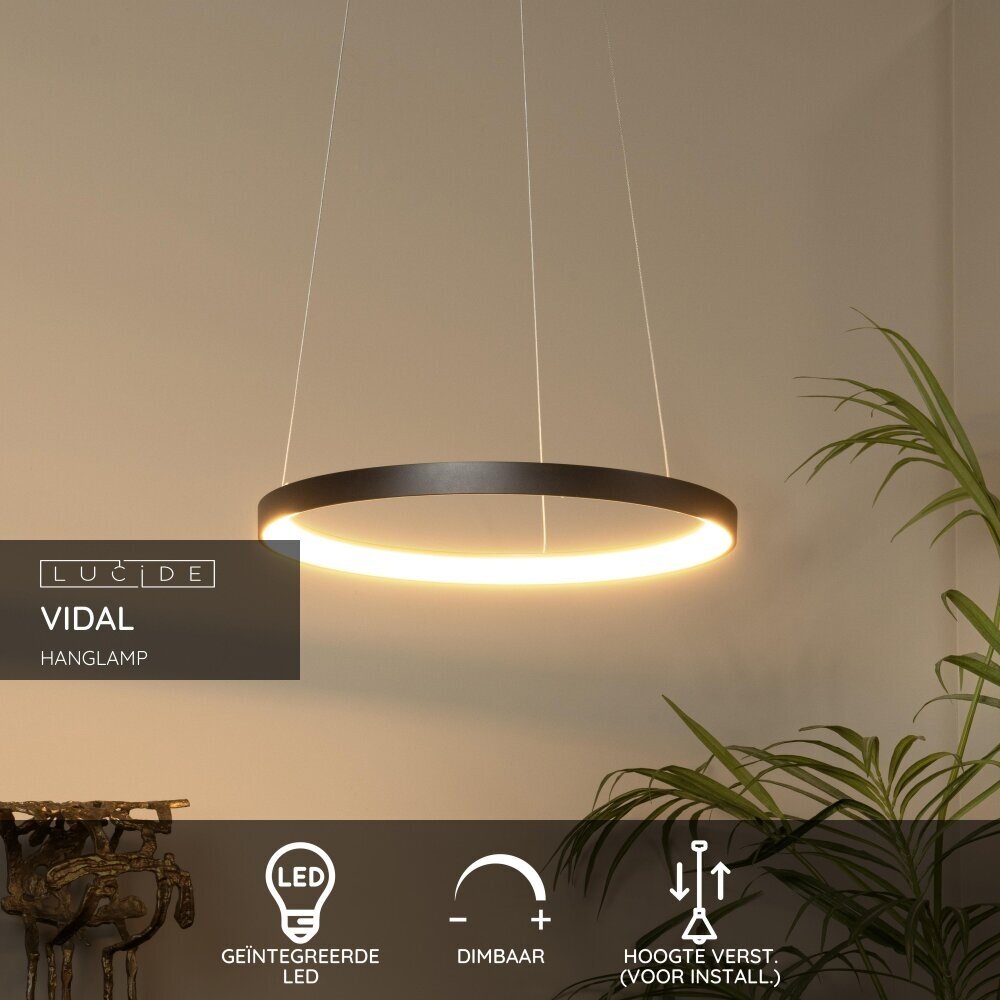 Lucide VIDAL - Hanglamp - Ø 58 cm - LED Dimb. - 1x48W 2700K - Zwart