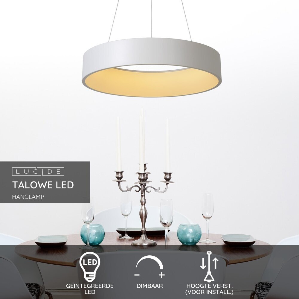 Lucide TALOWE LED - Hanglamp - Ø 60 cm - LED Dimb. - 1x39W 3000K - Wit Lucide TALOWE LED - Hanglamp - Ø 60 cm - LED Dimb. - 1x39W 3000K - Wit