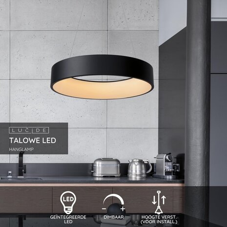 Lucide TALOWE LED - Hanglamp - Ø 60 cm - LED Dimb. - 1x39W 3000K - Zwart Lucide TALOWE LED - Hanglamp - Ø 60 cm - LED Dimb. - 1x39W 3000K - Zwart