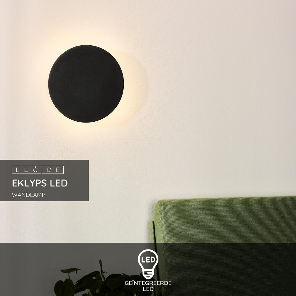 Lucide EKLYPS LED - Wandlamp - Ø 25 cm - LED - 1x9W 3000K - Zwart
