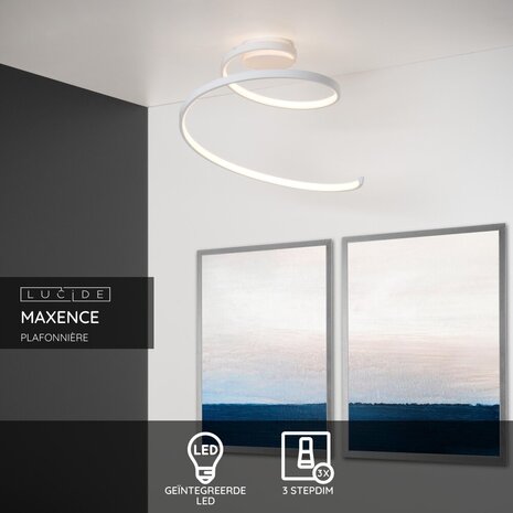 Lucide MAXENCE - Plafonnière - Ø 46 cm - LED 3 StepDim - 1x24W 3000K - Wit Lucide MAXENCE - Plafonnière - Ø 46 cm - LED 3 StepDim - 1x24W 3000K - Wit