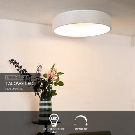 Lucide TALOWE LED - Plafonnière - Ø 60 cm - LED Dimb. - 1x42W 3000K - Wit Lucide TALOWE LED - Plafonnière - Ø 60 cm - LED Dimb. - 1x42W 3000K - Wit