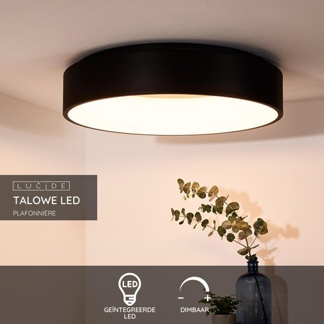 Lucide TALOWE LED - Plafonnière - Ø 60 cm - LED Dimb. - 1x42W 3000K - Zwart Lucide TALOWE LED - Plafonnière - Ø 60 cm - LED Dimb. - 1x42W 3000K - Zwart